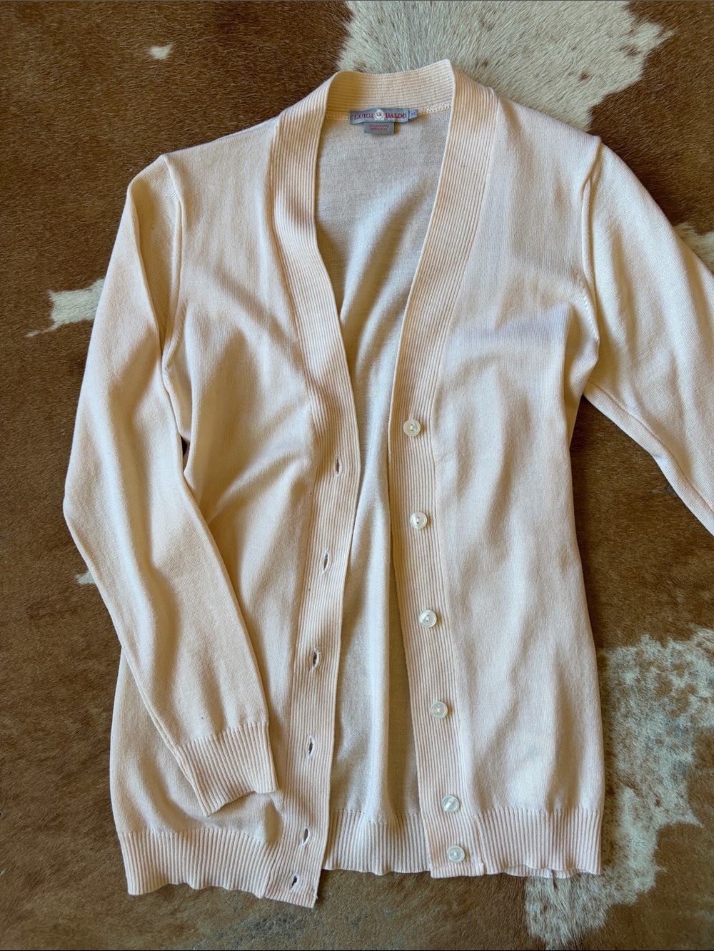 Light Pink Women's Button-Front Merino Wool Cardigan Sweater